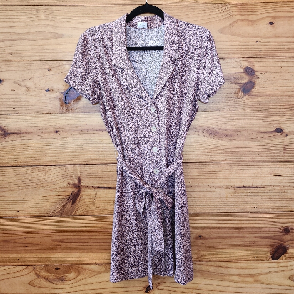 Aritzia Wilfred Mauve Purple Pink Button-Up Mini Dress Small